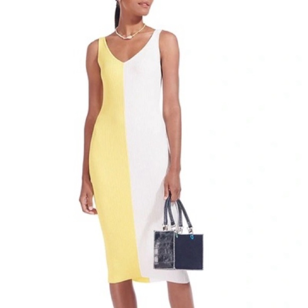 Staud Dana Colorblock Dress in Limoncello